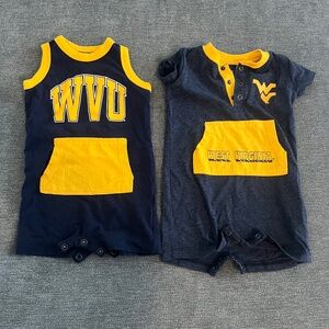 Bundle of 2 West Virginia Mountaineer Baby rompers - WVU - 0-3 Month